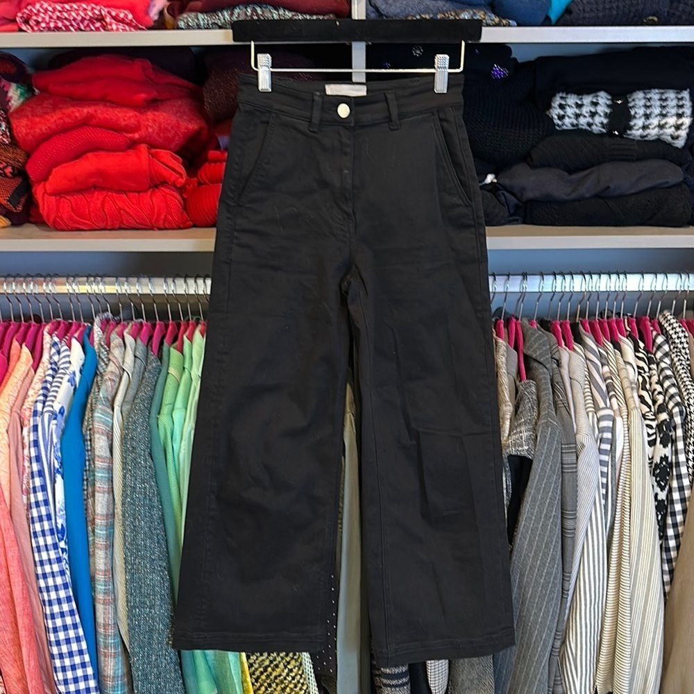 Everlane black cropped 4 pocket wide leg jeans size 00